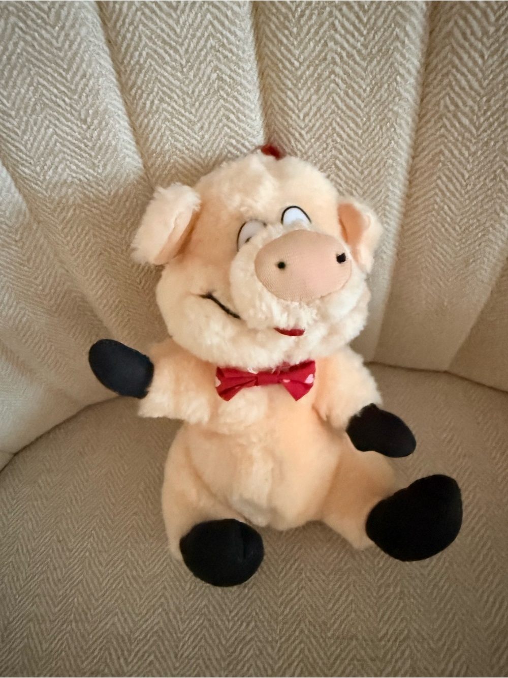 1995- Nanco Plush Cream Piglet with Red Bow Tie